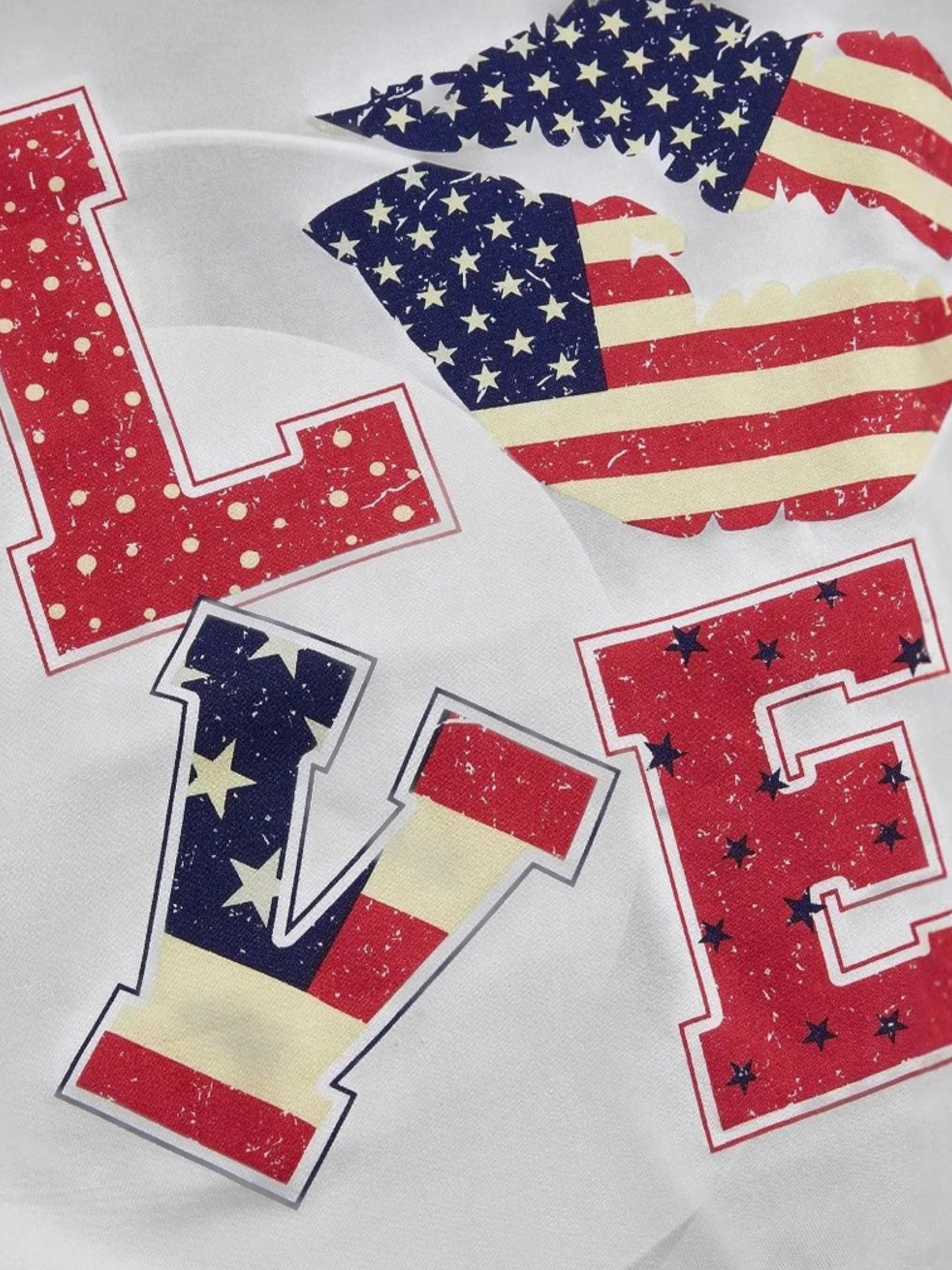 Mirae | Women's Off-Shoulder Graphic T-Shirt with Love Print and Flag Motifs | white 2