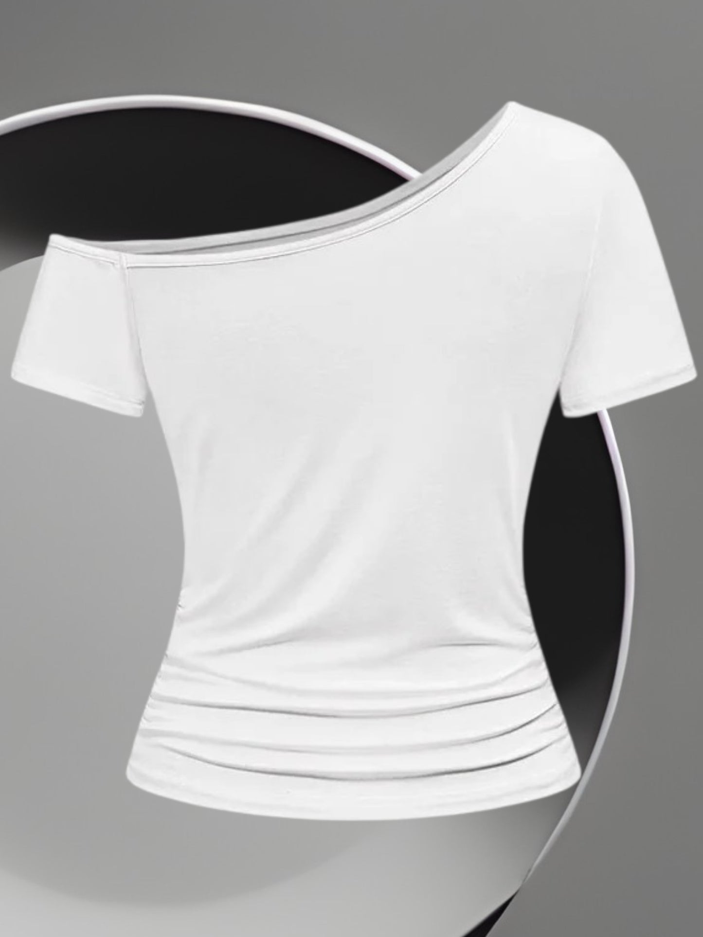 Mirae | Women's Off-Shoulder Graphic T-Shirt with Love Print and Flag Motifs | white 3