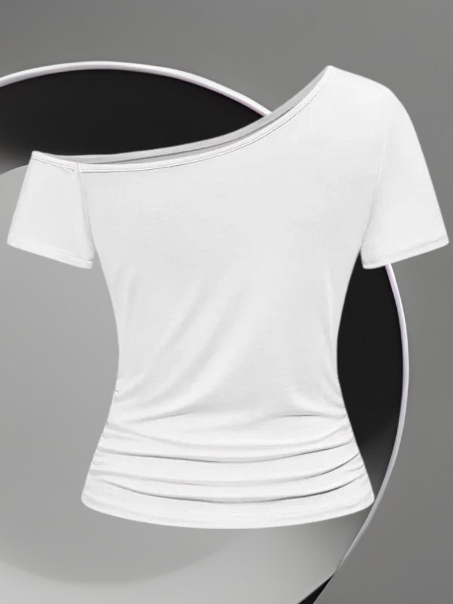 Mirae | Women's Off-Shoulder Graphic T-Shirt with Love Print and Flag Motifs | white 3