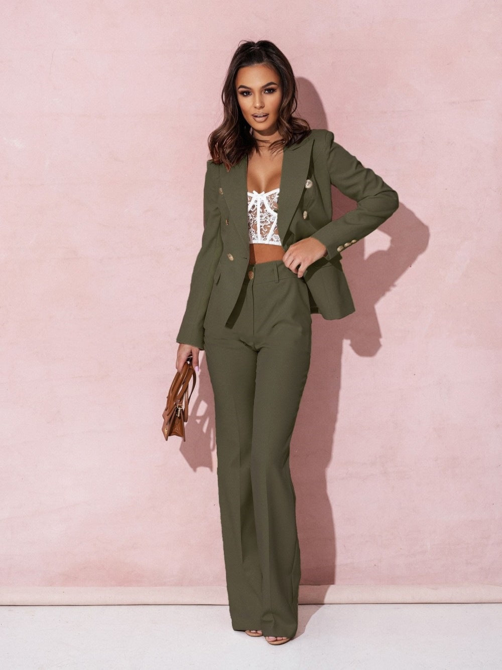 Modern Blazer Set for Women | Comfortable fit | Army Green