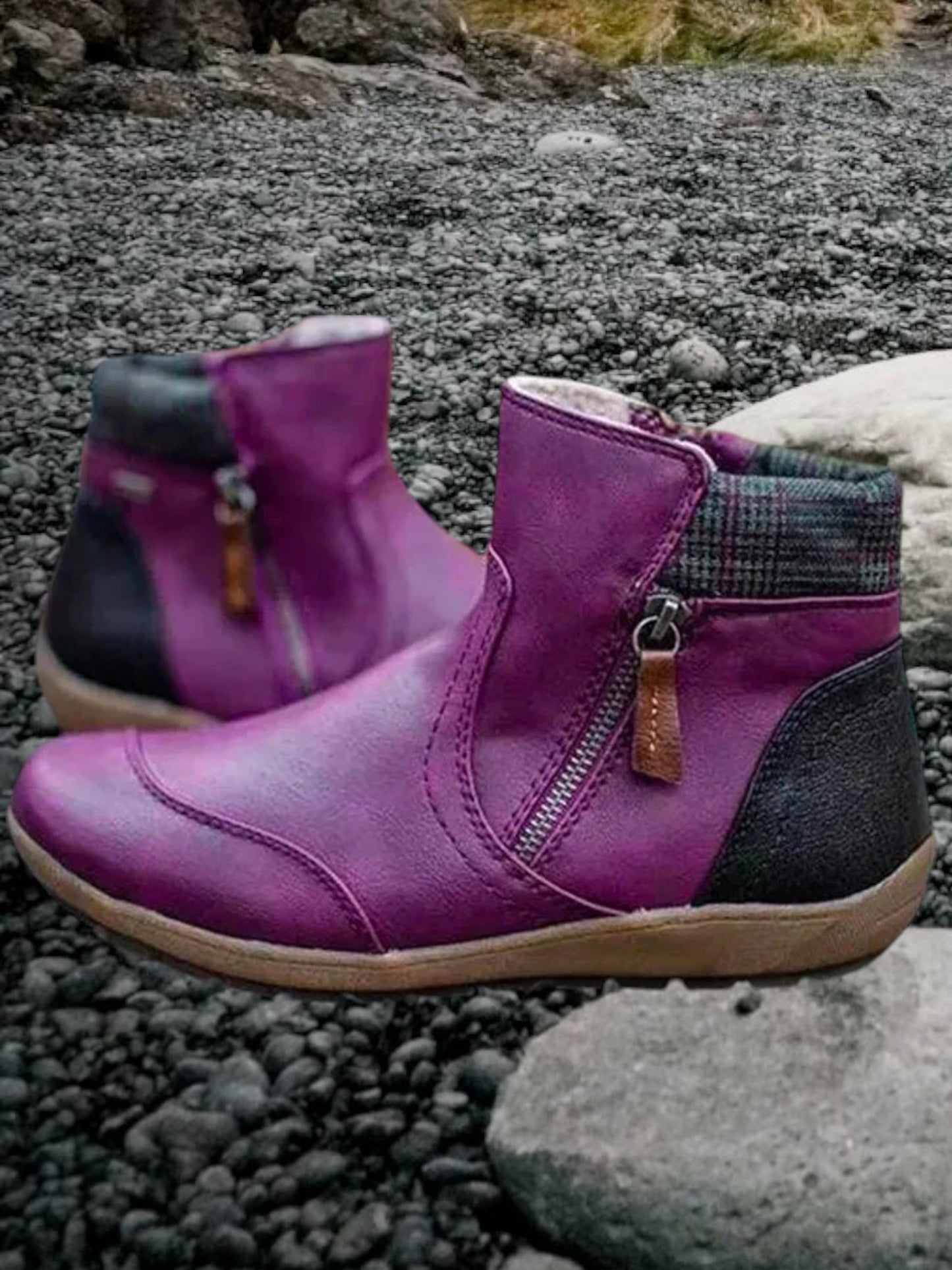 Moira | Women's Waterproof Orthopedic Boots with Zipper and Arch Support | Purple