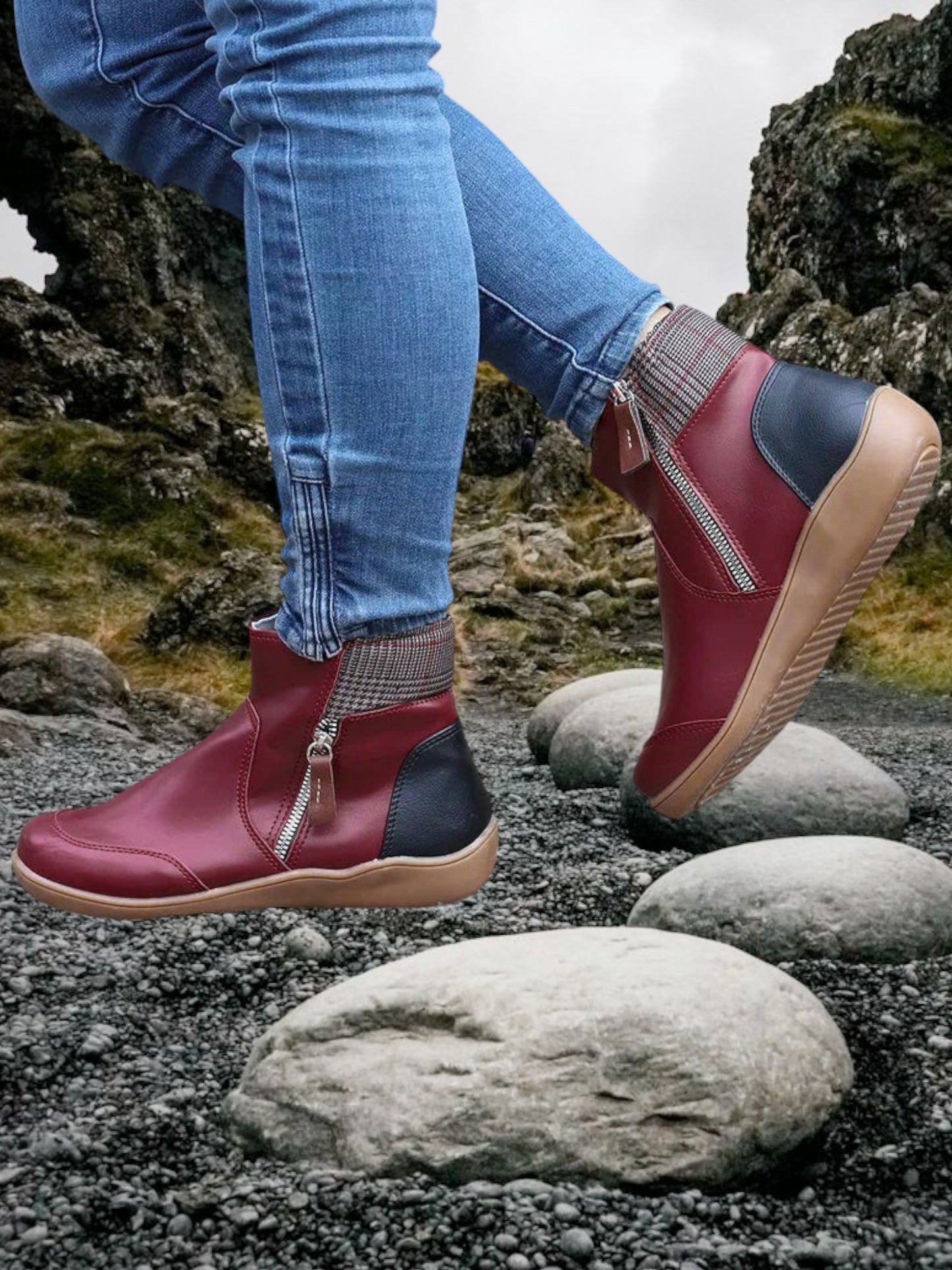 Moira | Women's Waterproof Orthopedic Boots with Zipper and Arch Support | Red 2