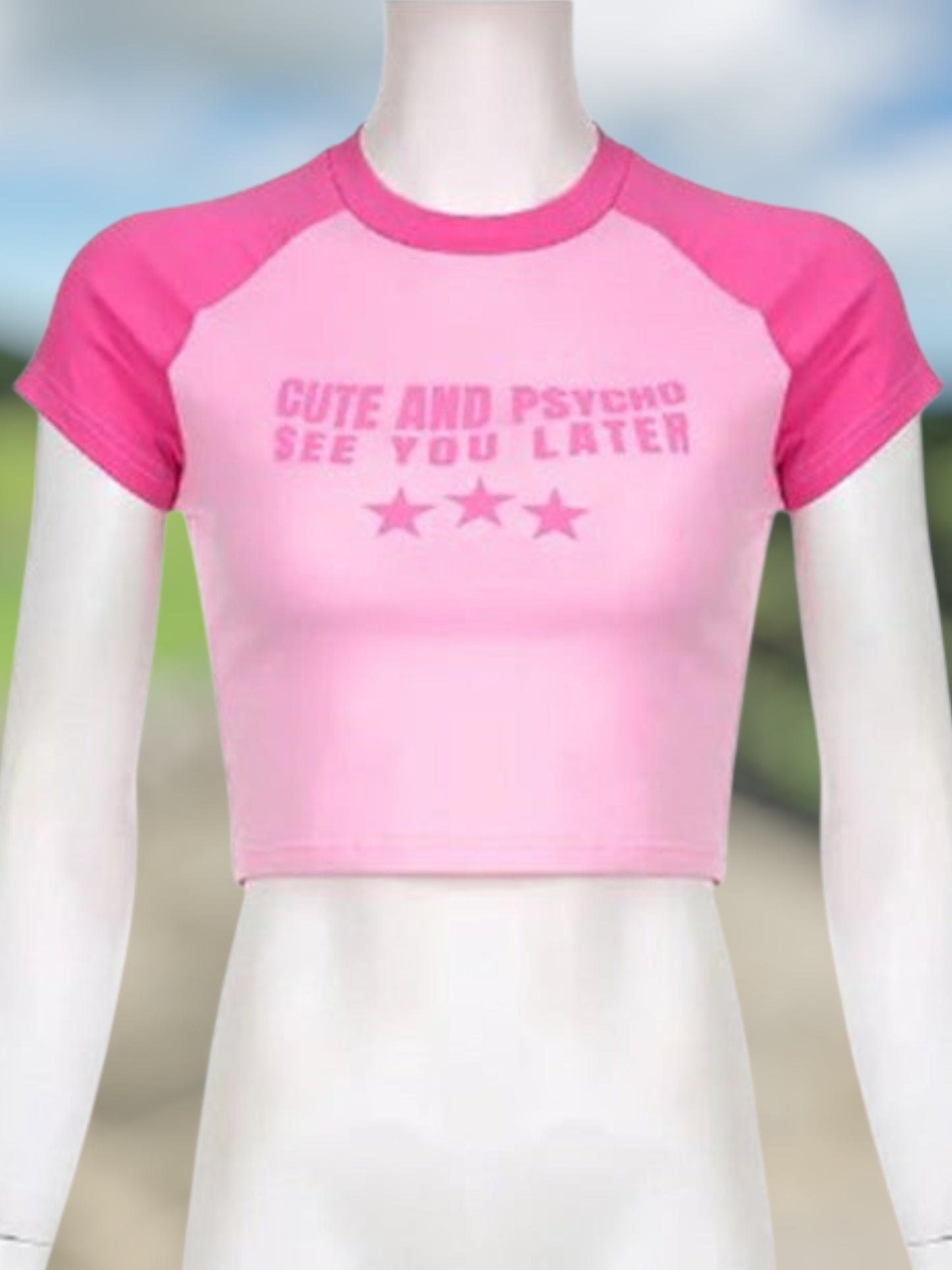 Moriva | Women's Fitted Crop T-Shirt with Creative Print Design, Short Sleeve, Casual Style | Pink 5