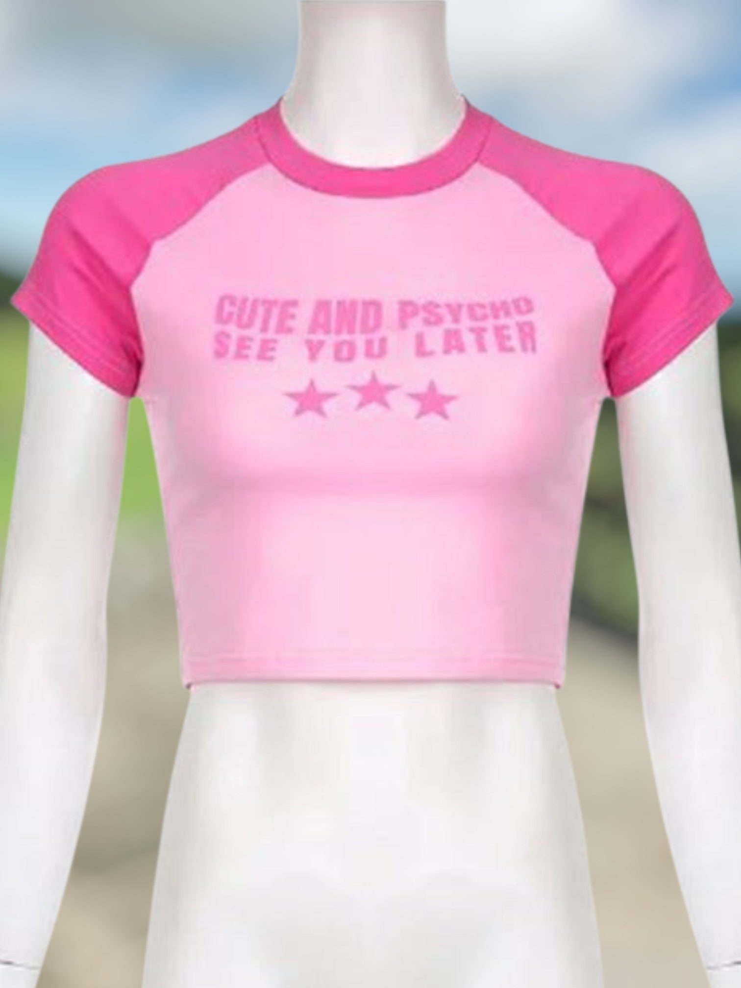 Moriva | Women's Fitted Crop T-Shirt with Creative Print Design, Short Sleeve, Casual Style | Pink 5