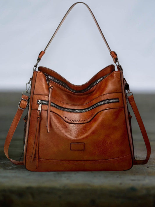 Muriel | Vintage-Charm Leather Shoulder Bag with Spacious Design | Brown