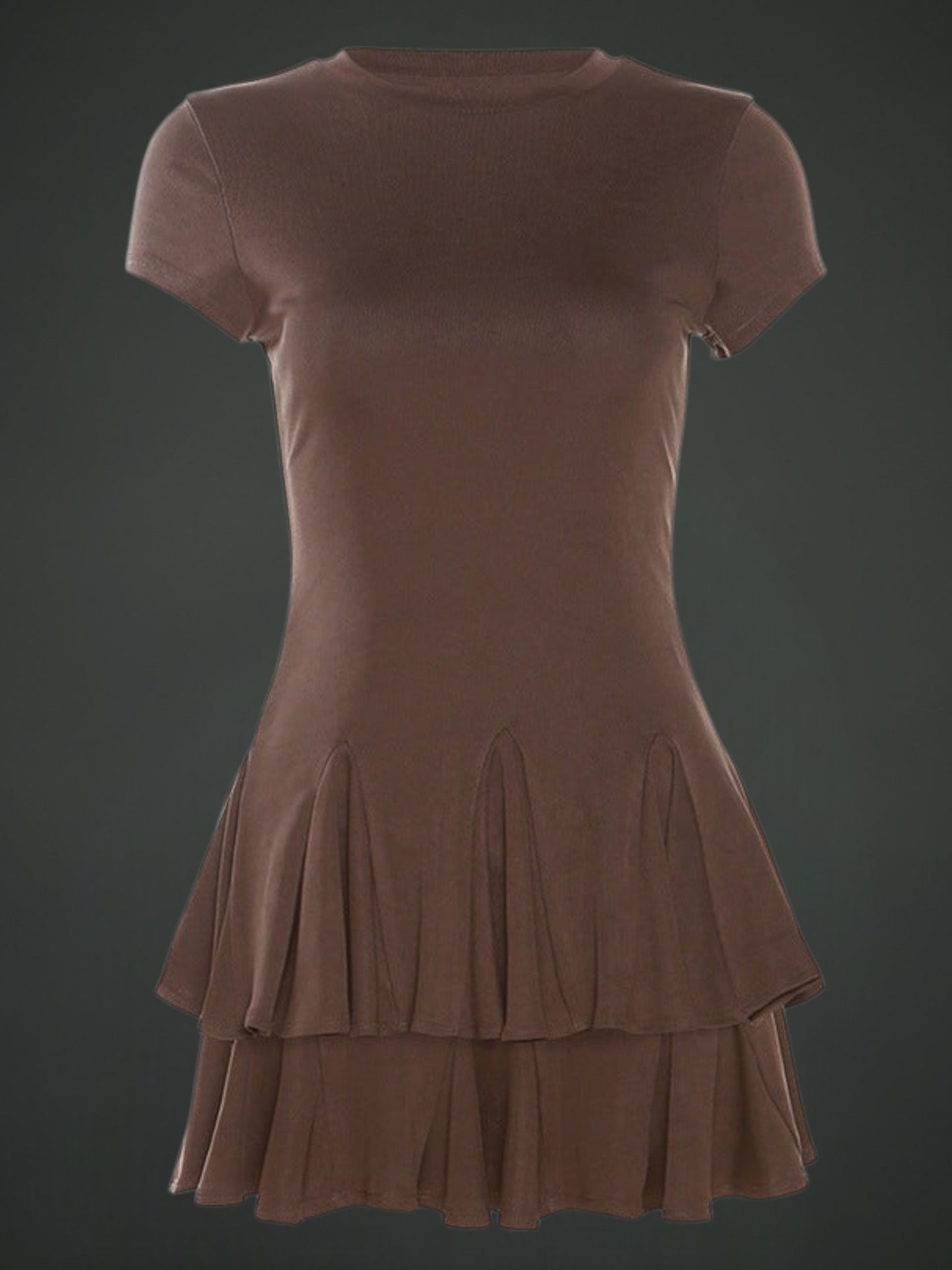 Naja | Women's Lightweight Mini Dress with Circular Neckline for Summer | Brown 6