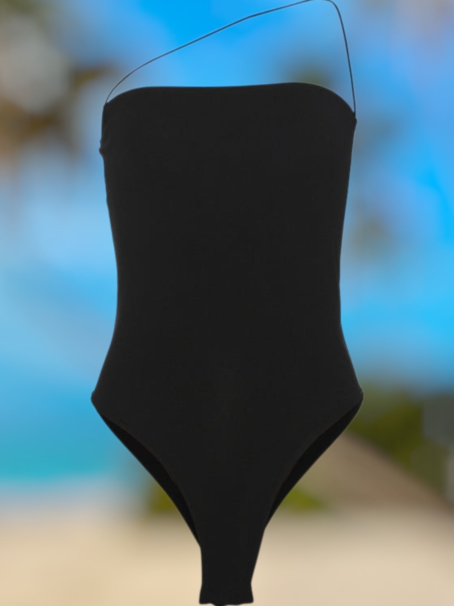 Najah | Women's Shapewear Bodysuit with Asymmetrical Straps and Shaping Fit | Black 3