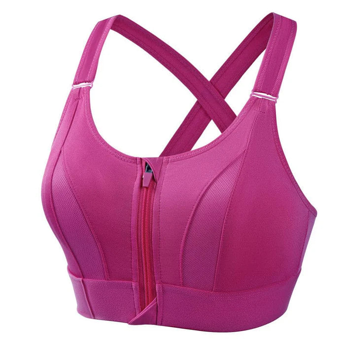 Women's Front Zip Sports Bra – Adjustable Straps, Shockproof Athletic Bra | 2 Pieces
