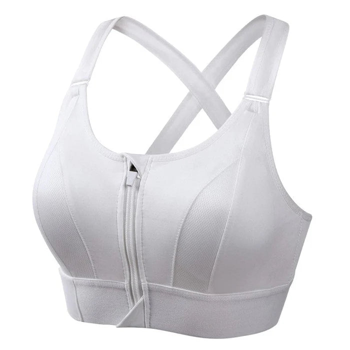 Women's Front Zip Sports Bra – Adjustable Straps, Shockproof Athletic Bra | 2 Pieces