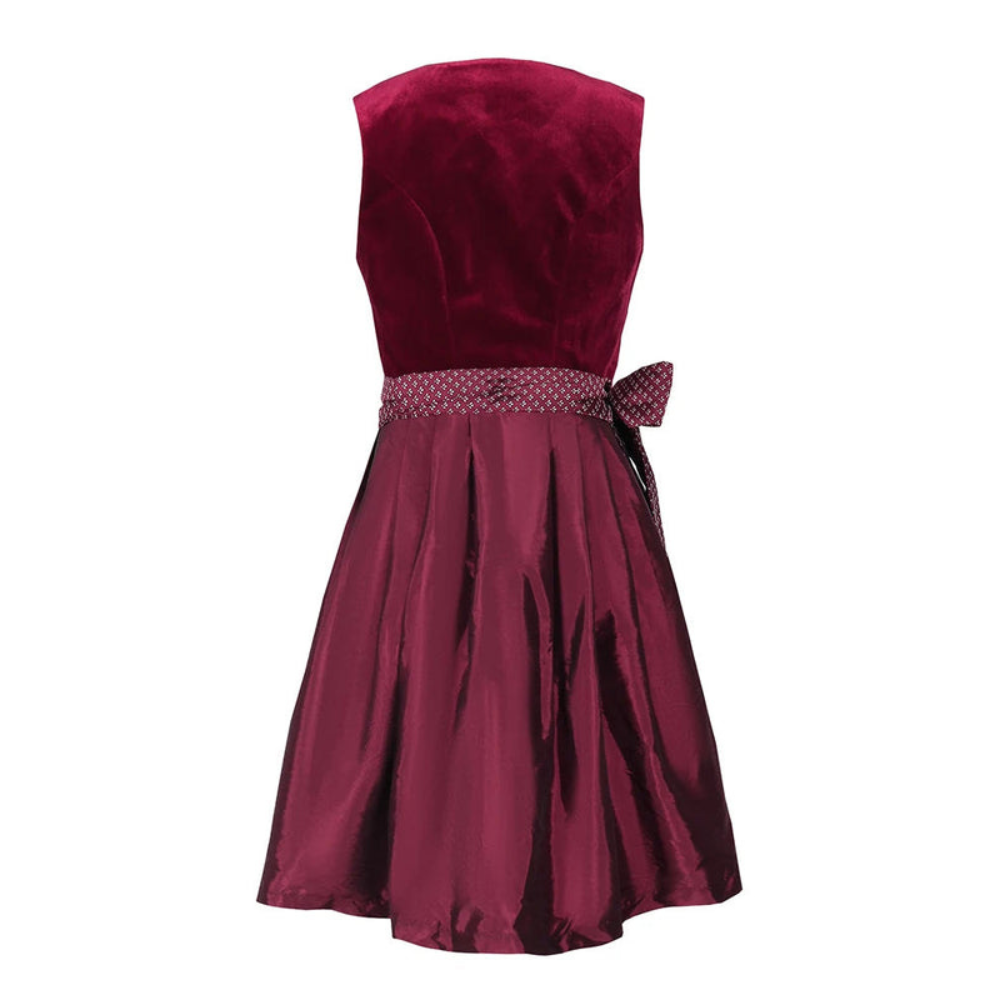Oktoberfest Dirndl Dress | Sleeveless, Contrast Design | Red1