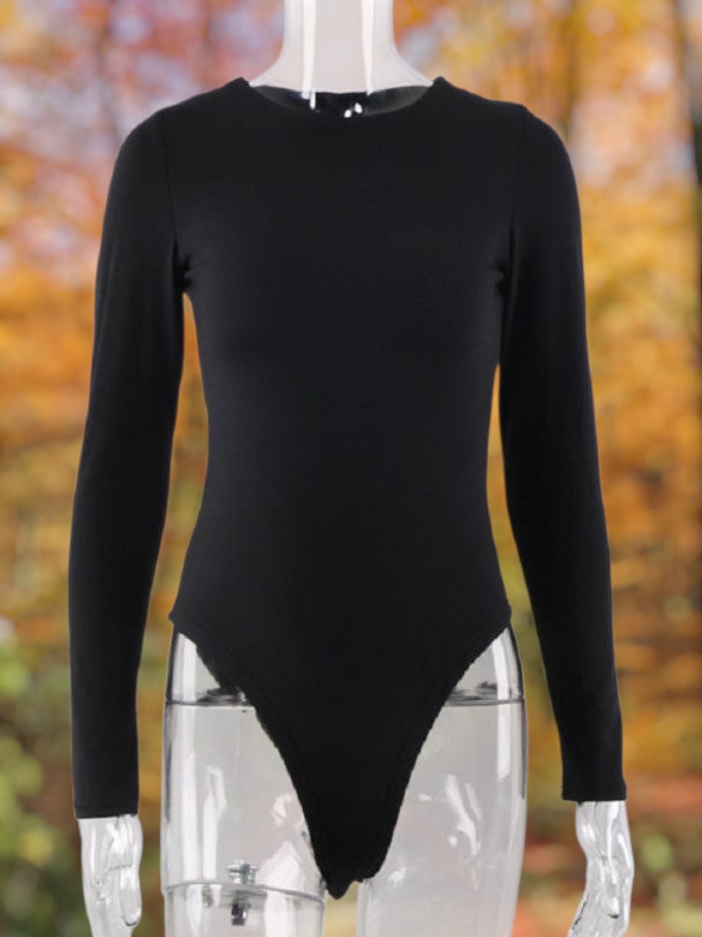 Orvia | Women's Fitted Long Sleeve Blouse with Round Neckline in Breathable Fabric | Black 2