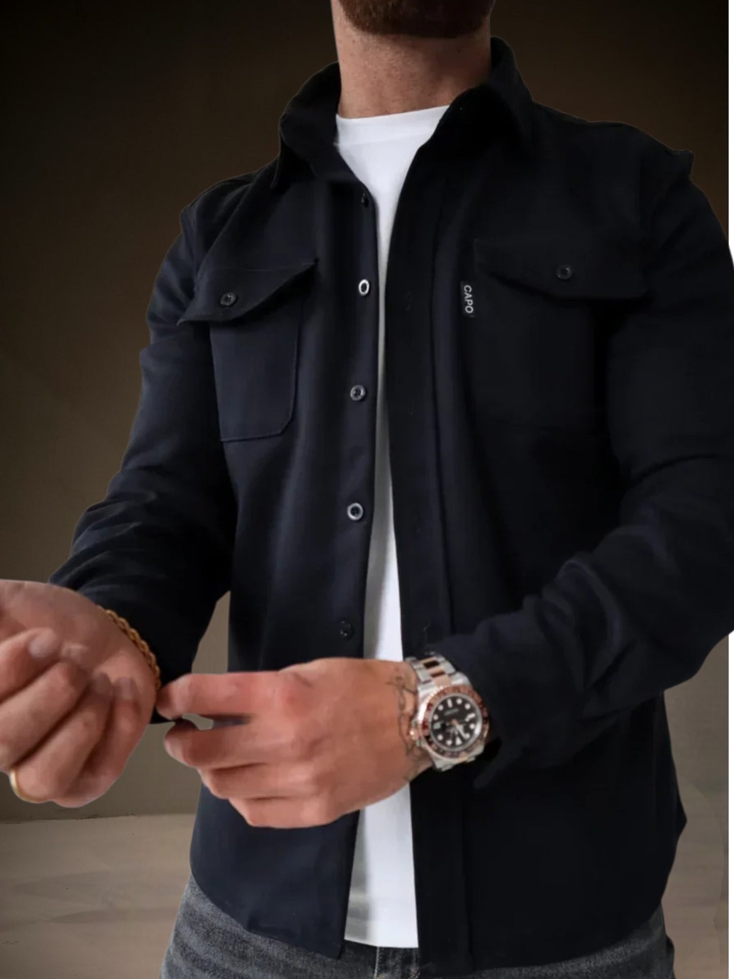 Oswin | Men's Overshirt in Durable Fabric with Long Sleeves and Modern Fit for All Seasons | Darkblue