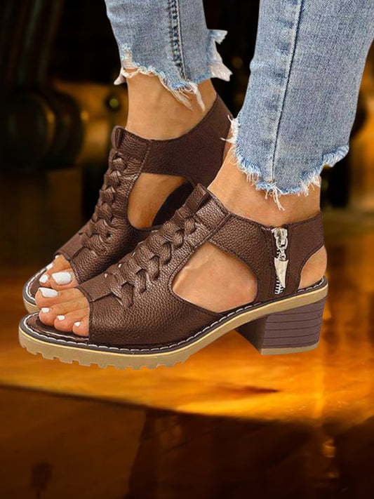 Ouida | Elegant High Heel Women's Sandals with Slip-On Design and Cushioned Insole | Brown
