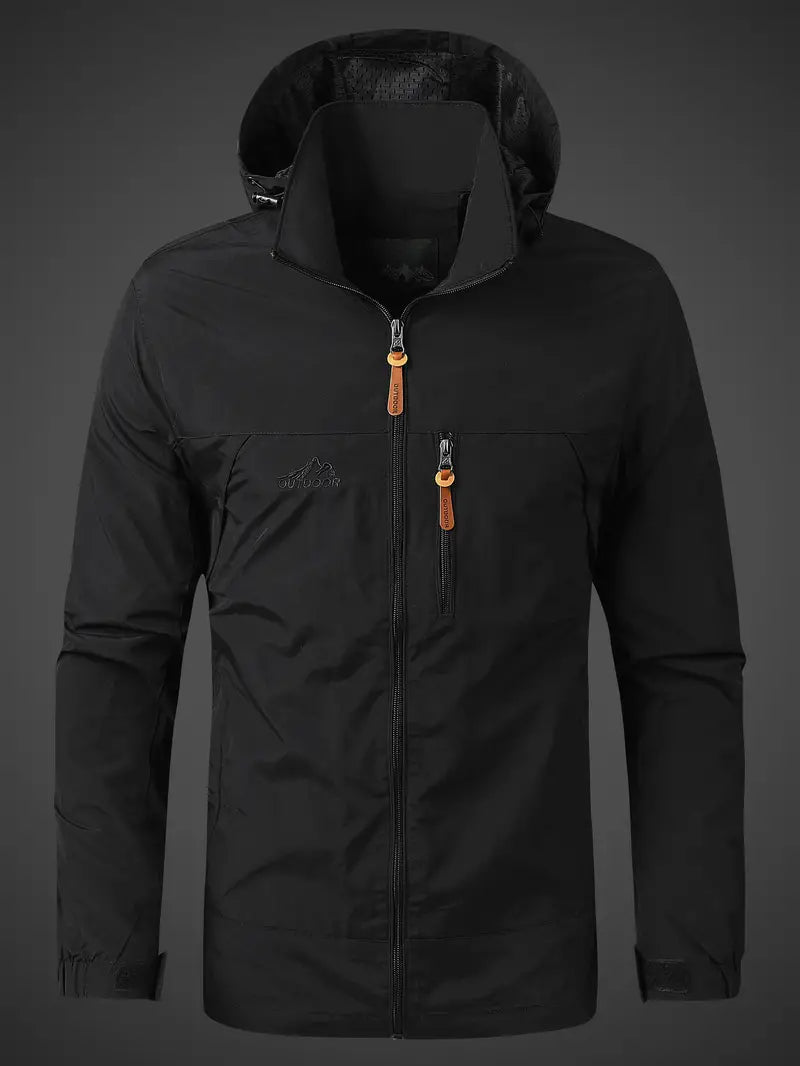 Outdoor Jacket for Men | Water-Resistant, Lightweight | Black