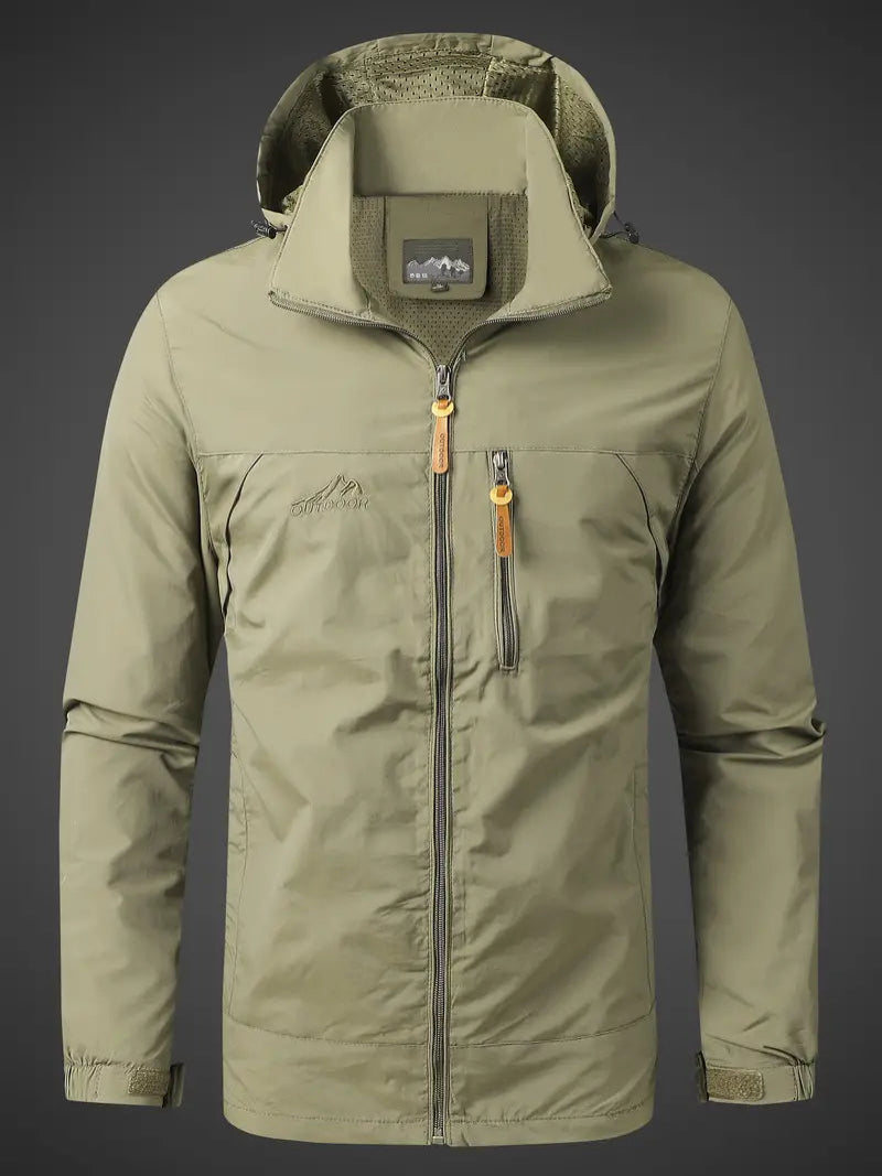 Outdoor Jacket for Men | Water-Resistant, Windproof | Khaki