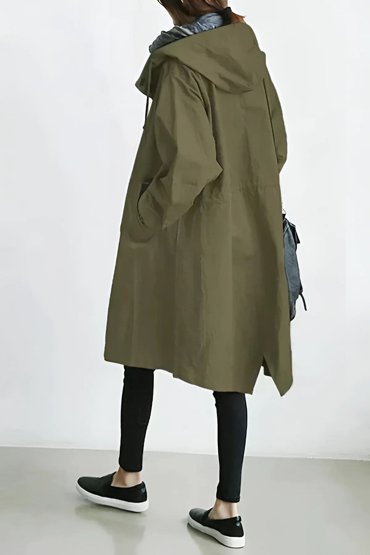 Oversized Hooded Coat for Women |  Waterproof | Army Green