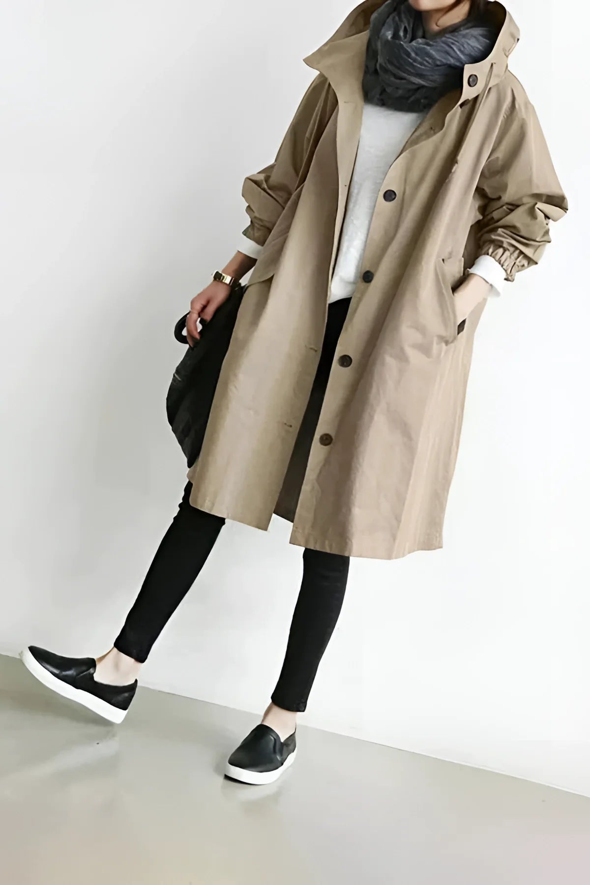 Oversized Hooded Coat for Women |  Waterproof | Beige
