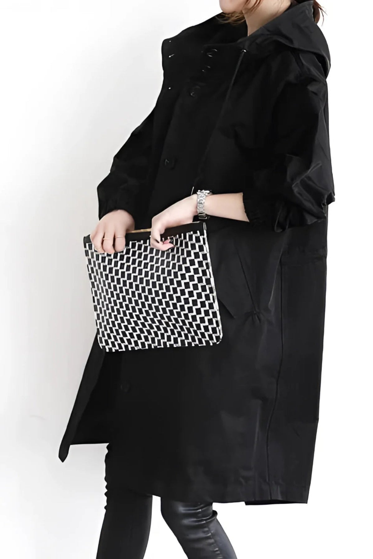 Oversized Hooded Coat for Women |  Waterproof | Black