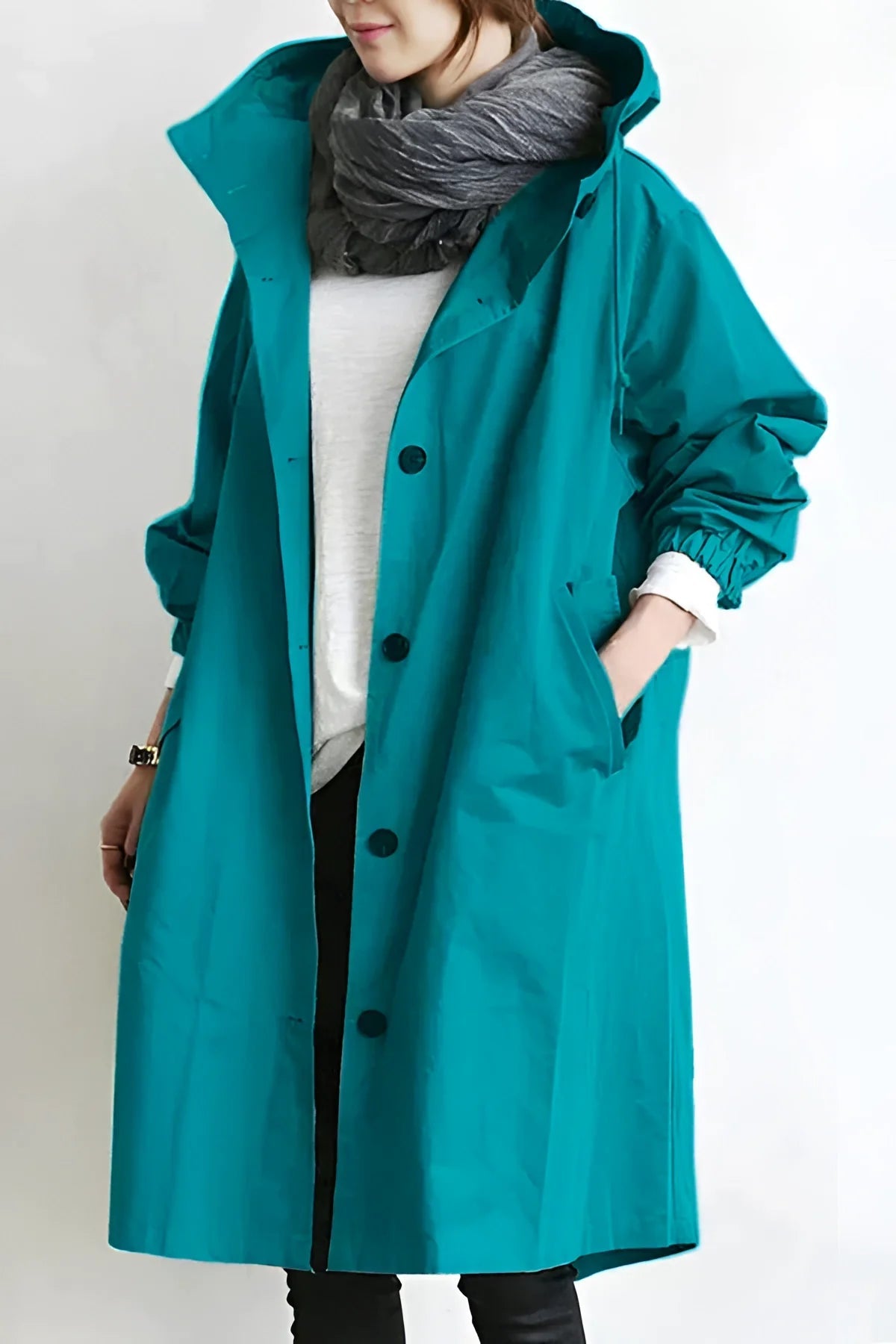 Oversized Hooded Coat for Women |  Waterproof | Blue Green