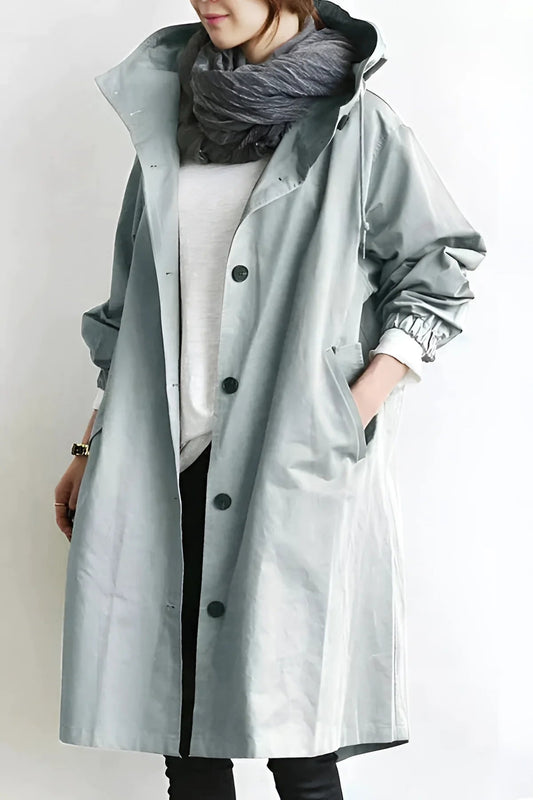 Oversized Hooded Coat for Women |  Waterproof | Light gray