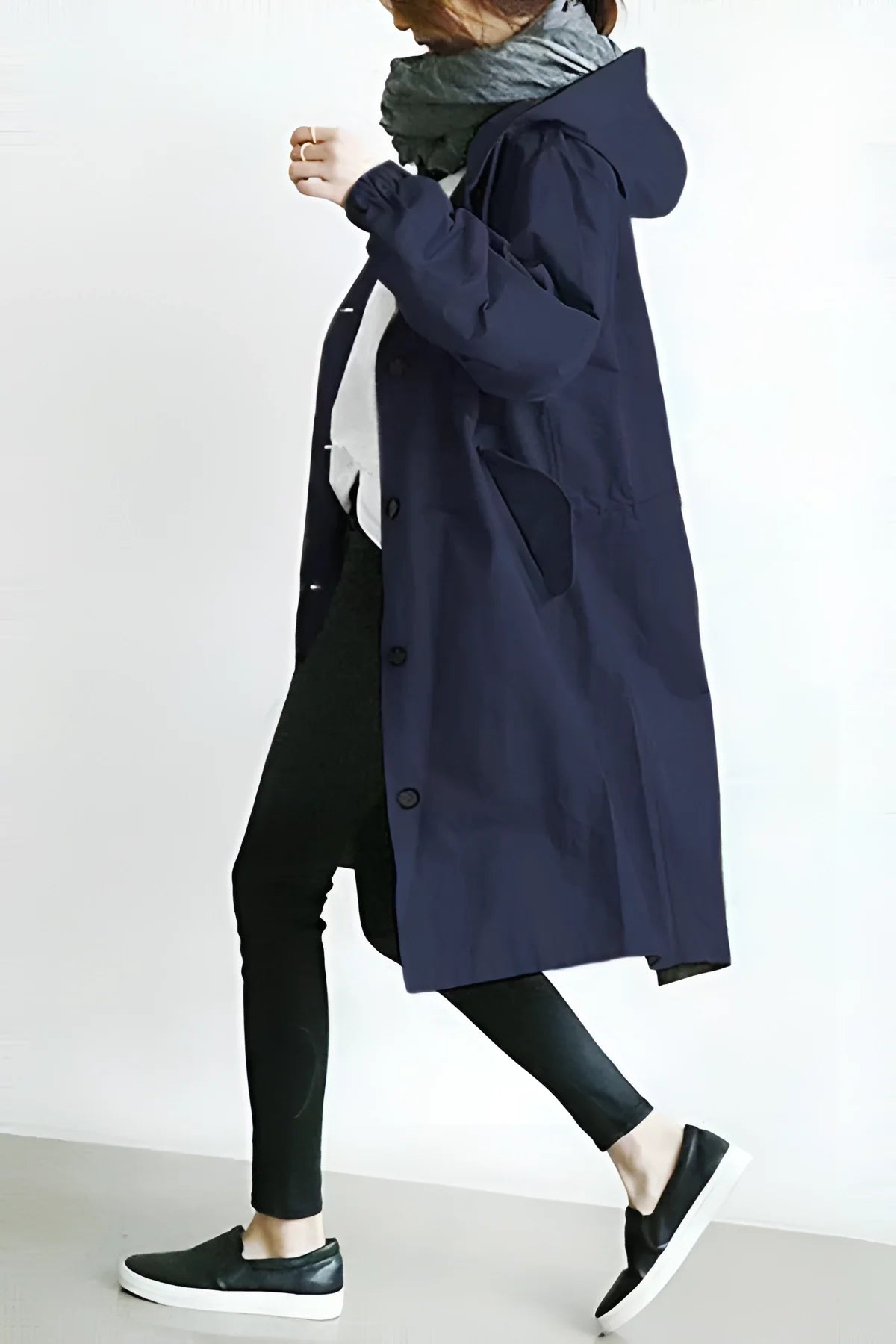 Oversized Hooded Coat for Women |  Waterproof | Navy Blue