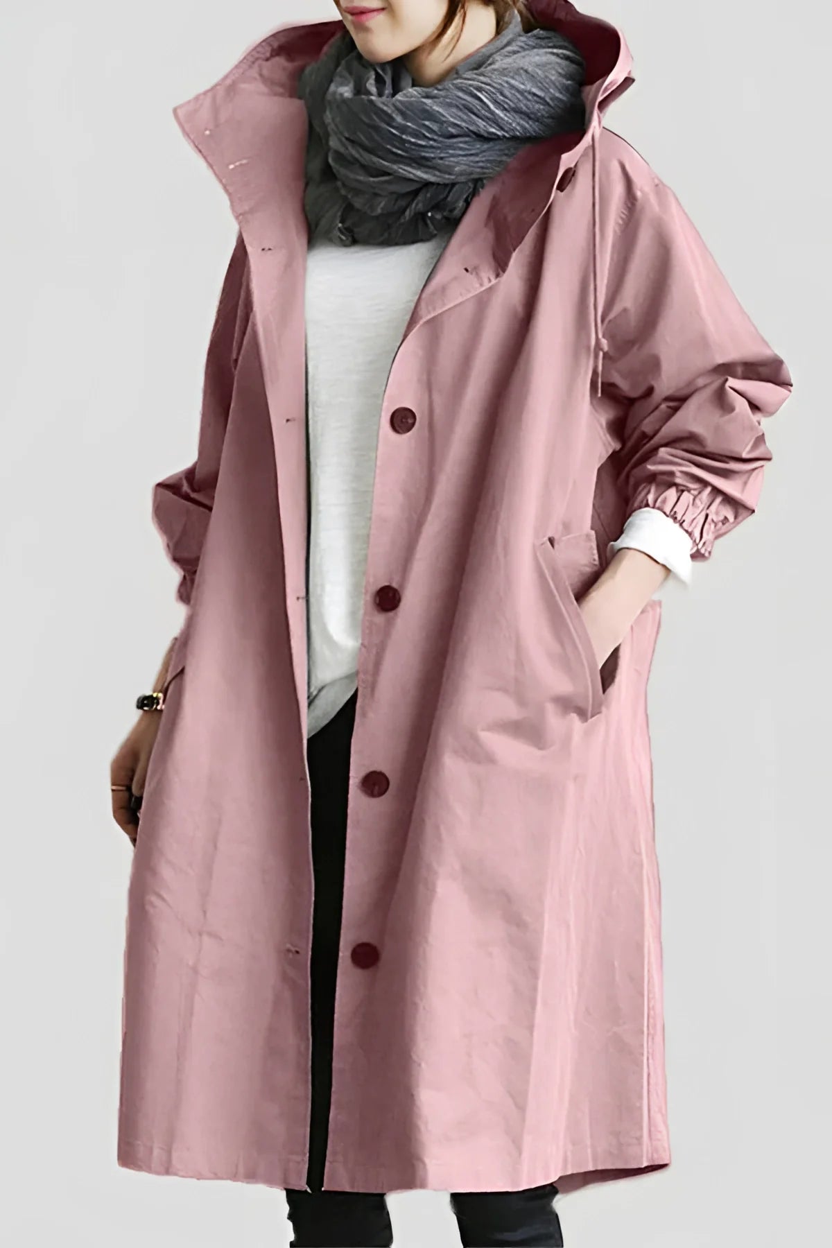 Oversized Hooded Coat for Women |  Waterproof | Pink