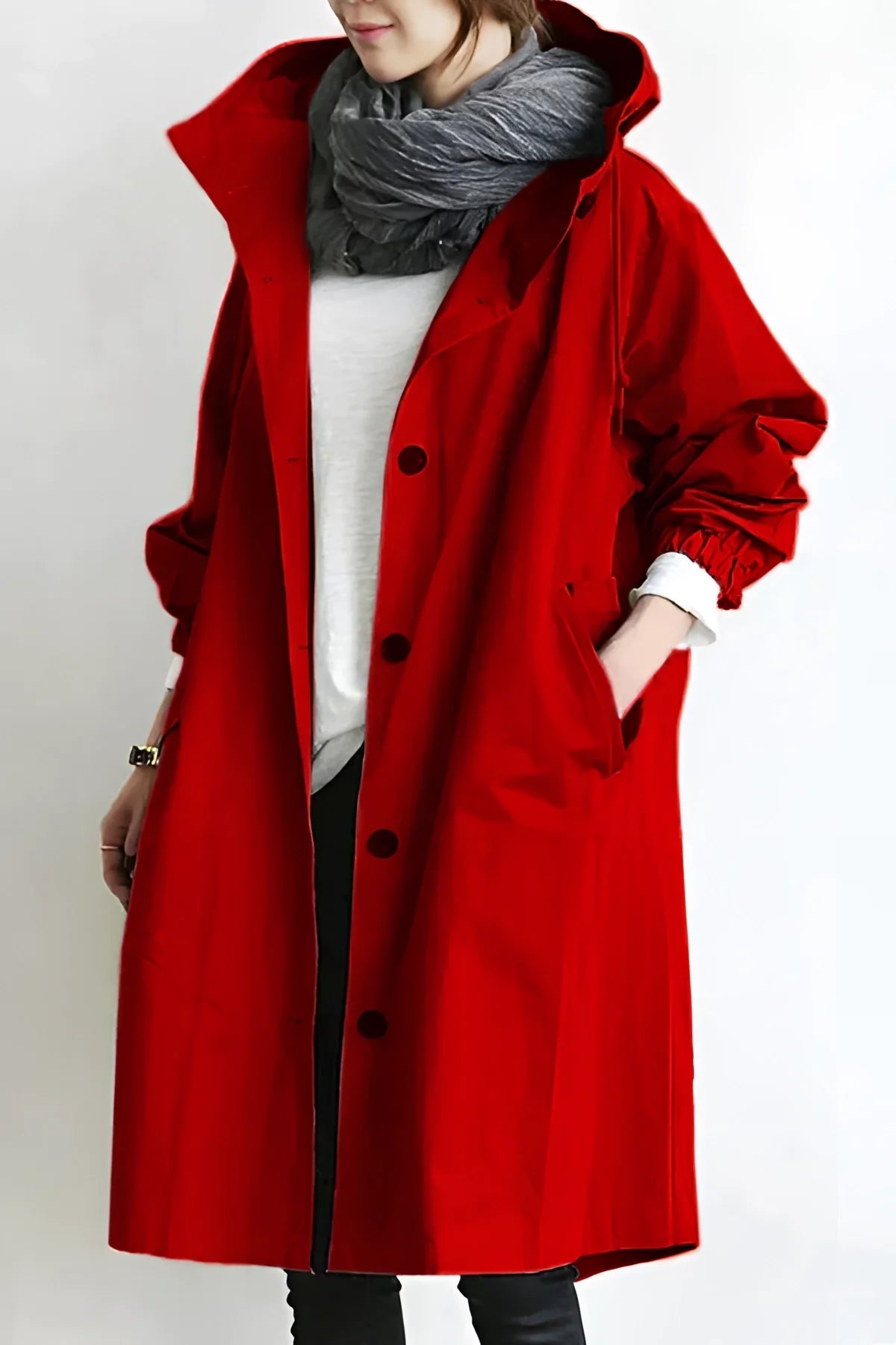 Oversized Hooded Coat for Women |  Waterproof | Red