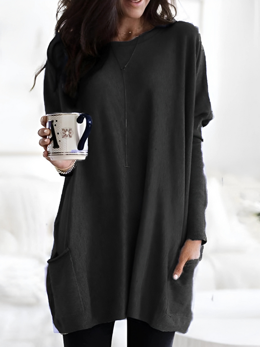 Oversized Pullover for Women | With Pockets | Black1
