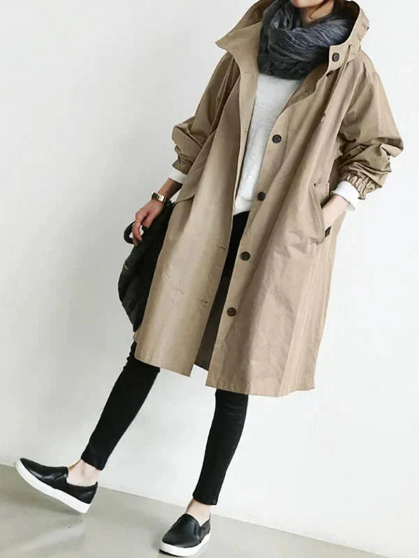 Oversized Raincoat for Women | Water-Resistant | Beige