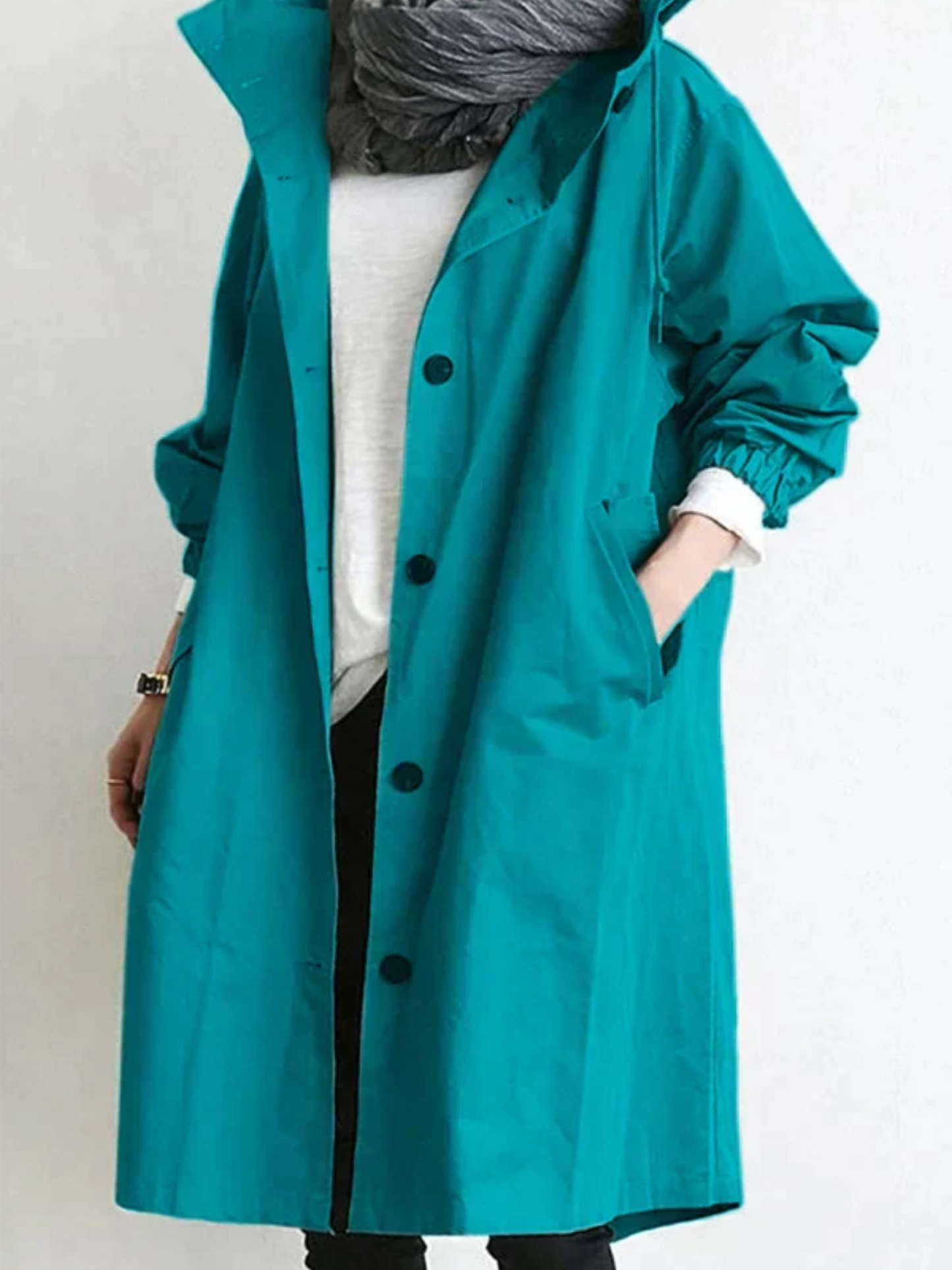 Oversized Raincoat for Women | Water-Resistant | Blue Green
