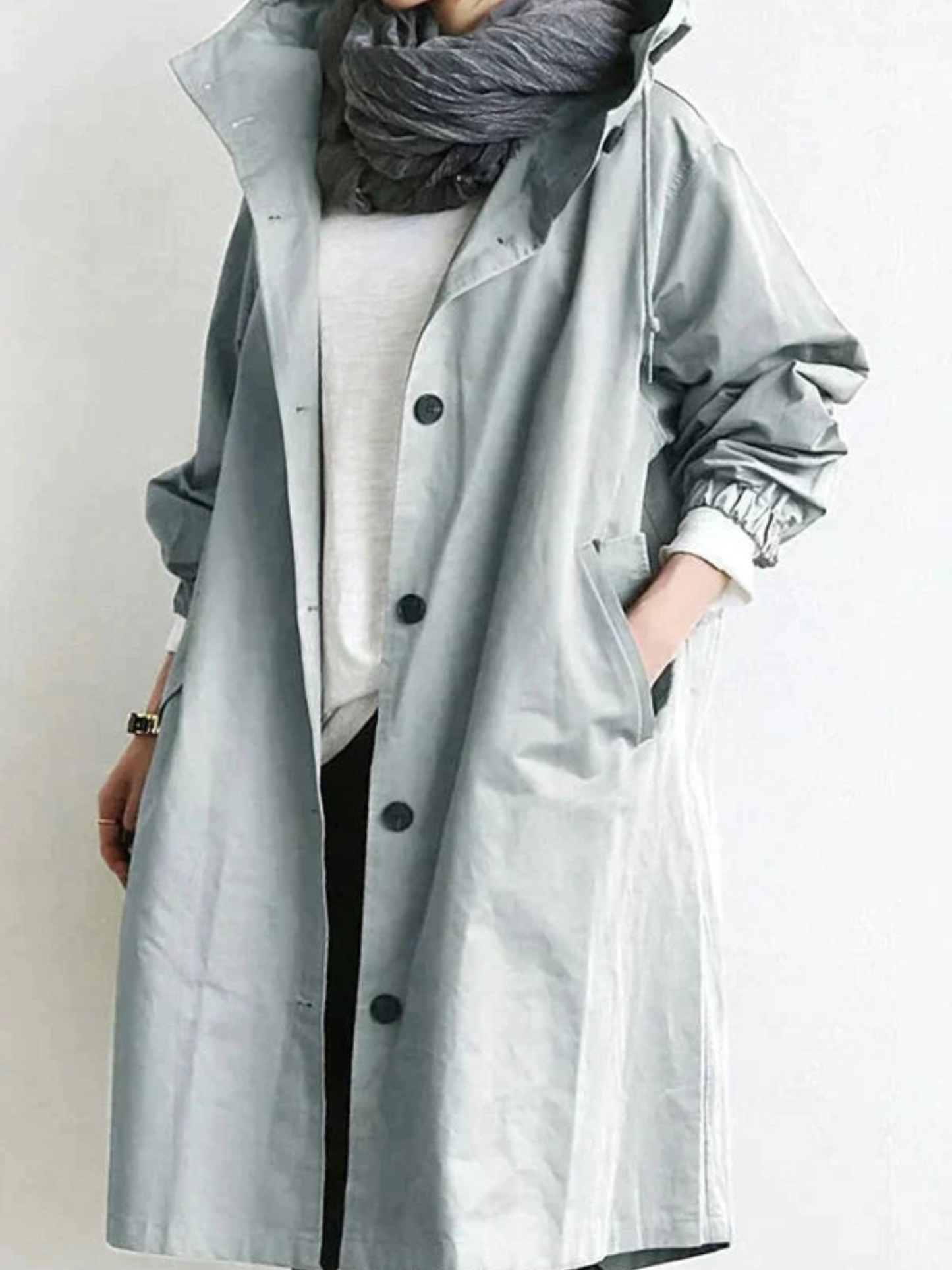 Oversized Raincoat for Women | Water-Resistant | Light Blue