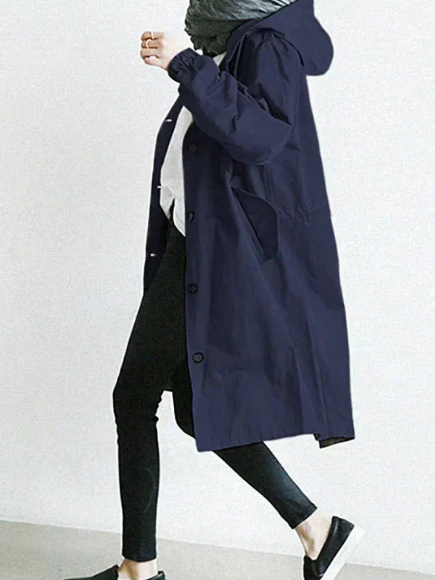 Oversized Raincoat for Women | Water-Resistant | Marine Blue
