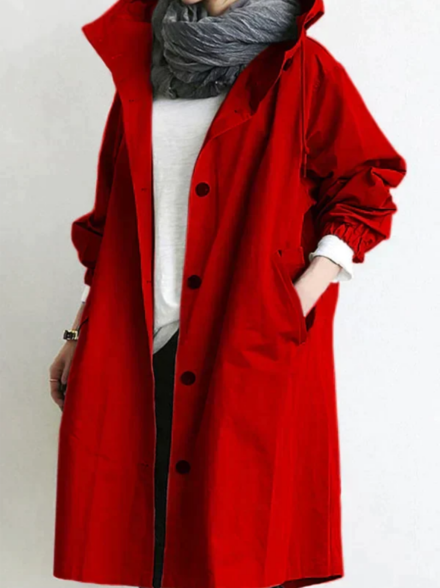 Oversized Raincoat for Women | Water-Resistant | Red