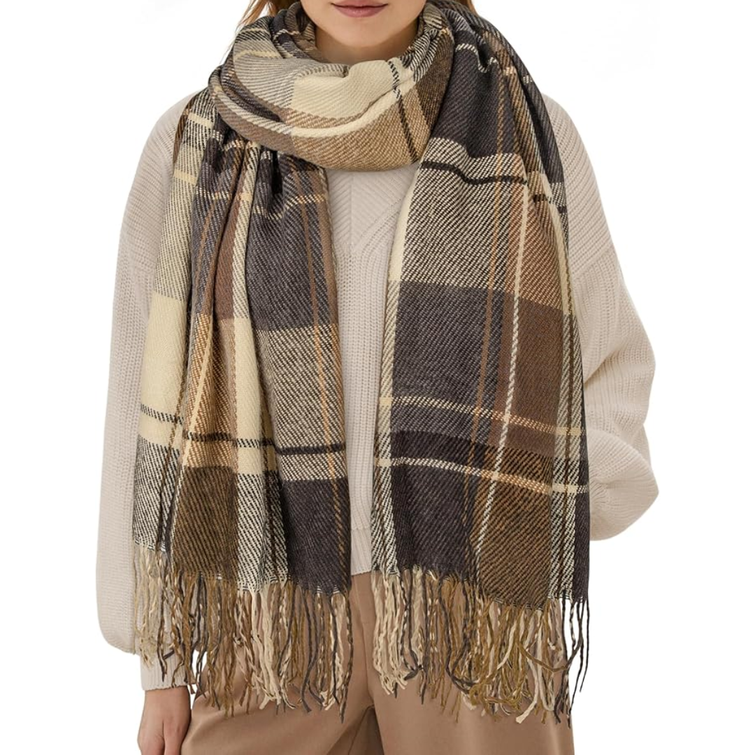 Oversized Scarf for Men & Women | Classic Check Pattern | Brown