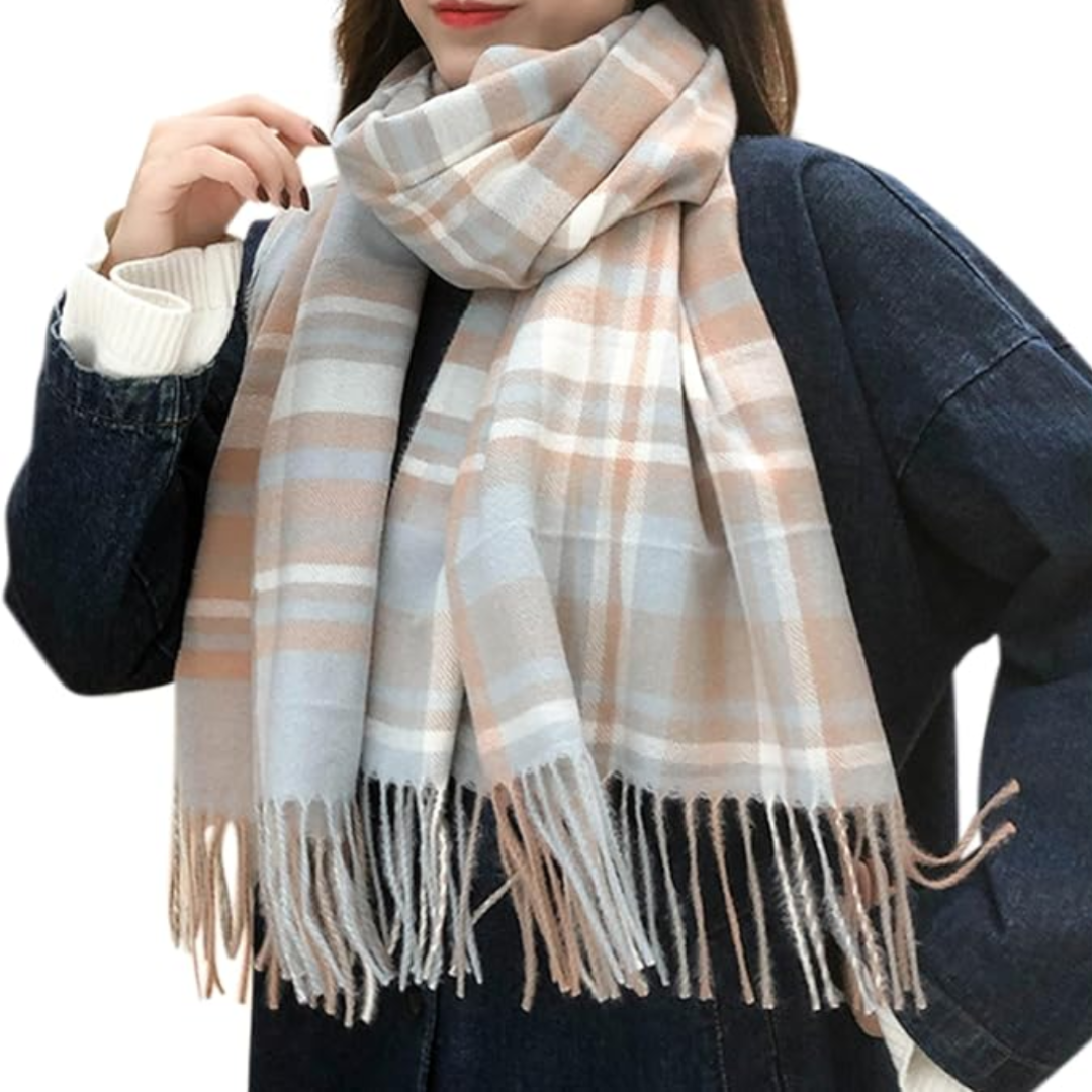 Oversized Scarf for Men & Women | Classic Check Pattern | Khaki
