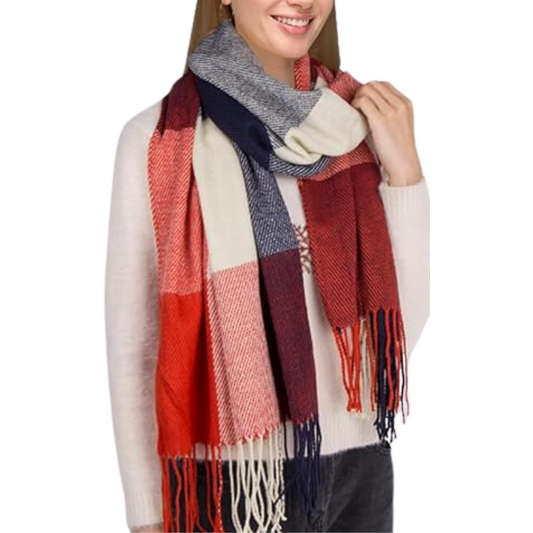 Oversized Scarf for Men & Women | Classic Check Pattern | Red