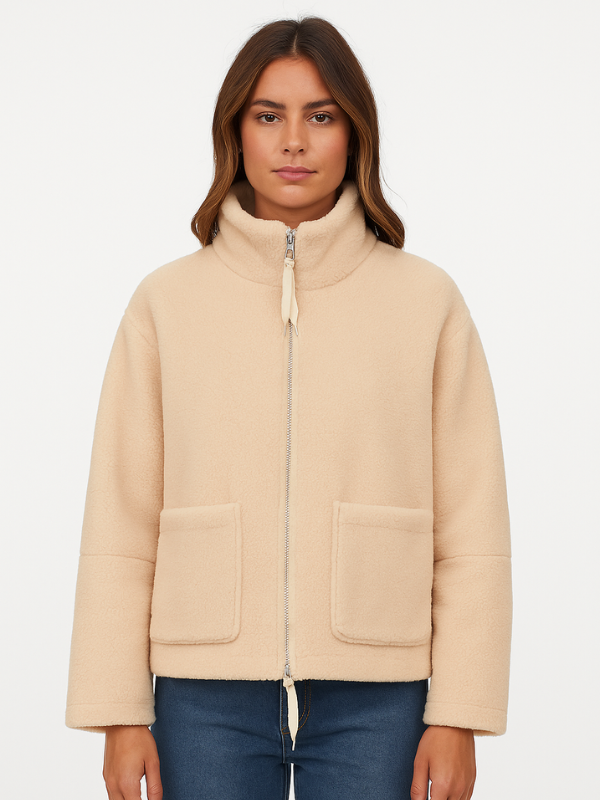 Oversized Sherpa Fleece Jacket for Women | Winter | Apricot