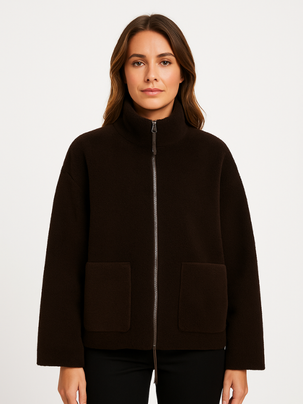 Oversized Sherpa Fleece Jacket for Women | Winter | Dark Brown