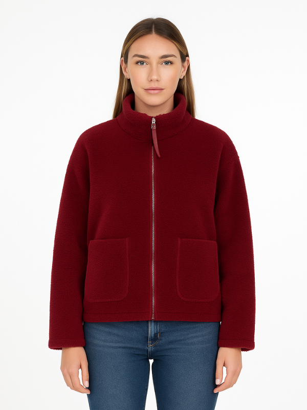 Oversized Sherpa Fleece Jacket for Women | Winter | Red