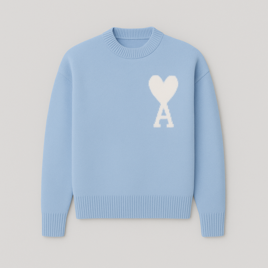 Oversized Sweater For Women | Ace of Hearts Design | Light Blue