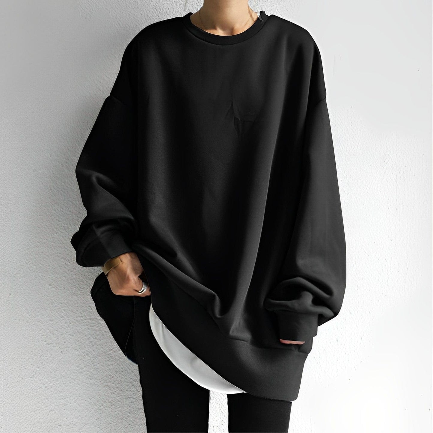 Oversized Sweater for Women | Textured Fabric | Black