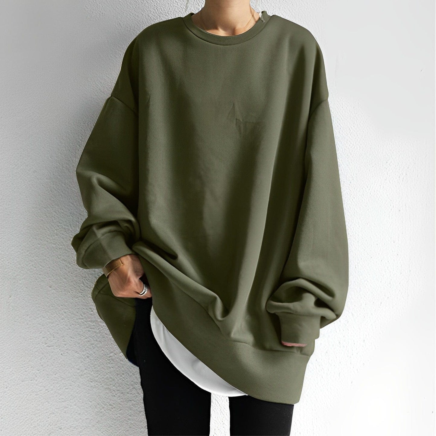 Oversized Sweater for Women | Textured Fabric | Green