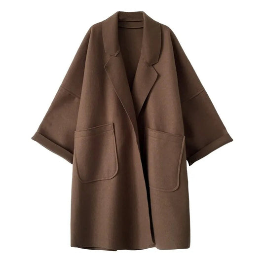 Oversized Trench Coat for Women | Wool Blend | Brown