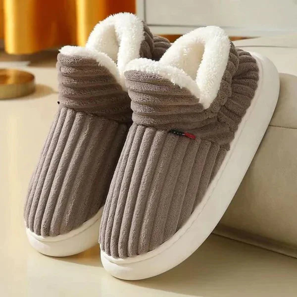 Plush Slippers for Men & Women | Non-Slip Sole | Brown