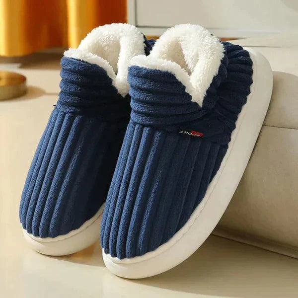 Plush Slippers for Men & Women | Non-Slip Sole | Dark Blue