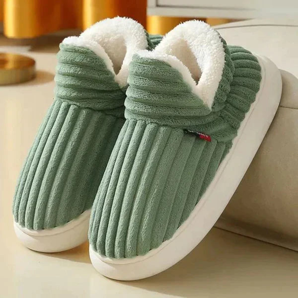 Plush Slippers for Men & Women | Non-Slip Sole | Green