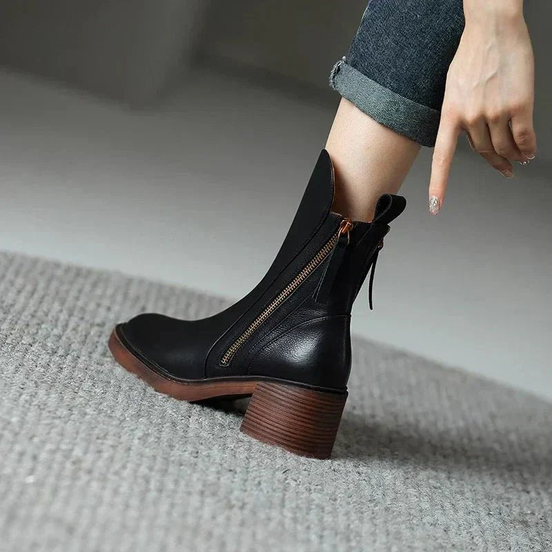 Premium Leather Ankle Boots for Women | Durable Design | Black1