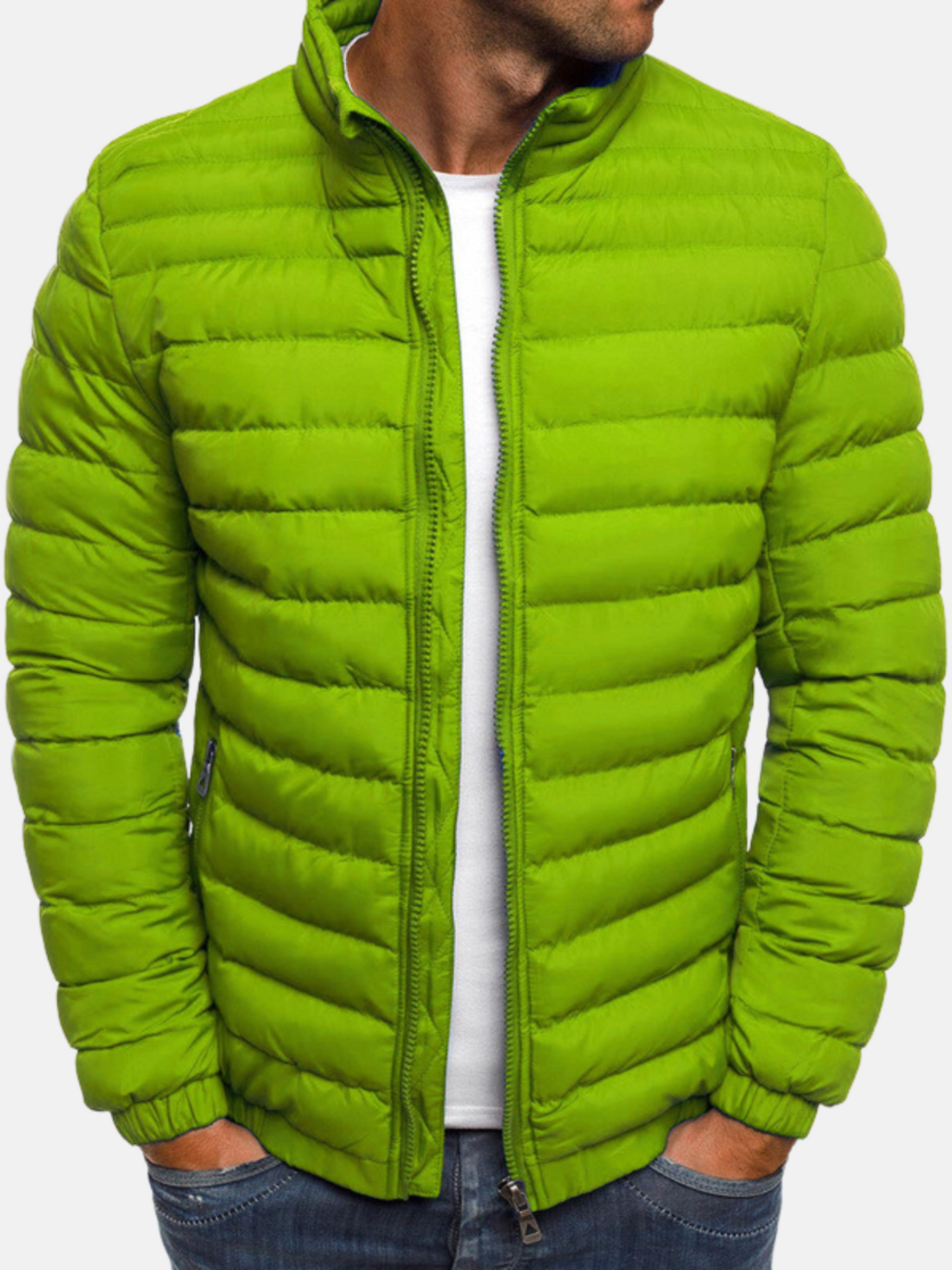 Puffer Jacket for Men, Quilted Design | Winter | Green