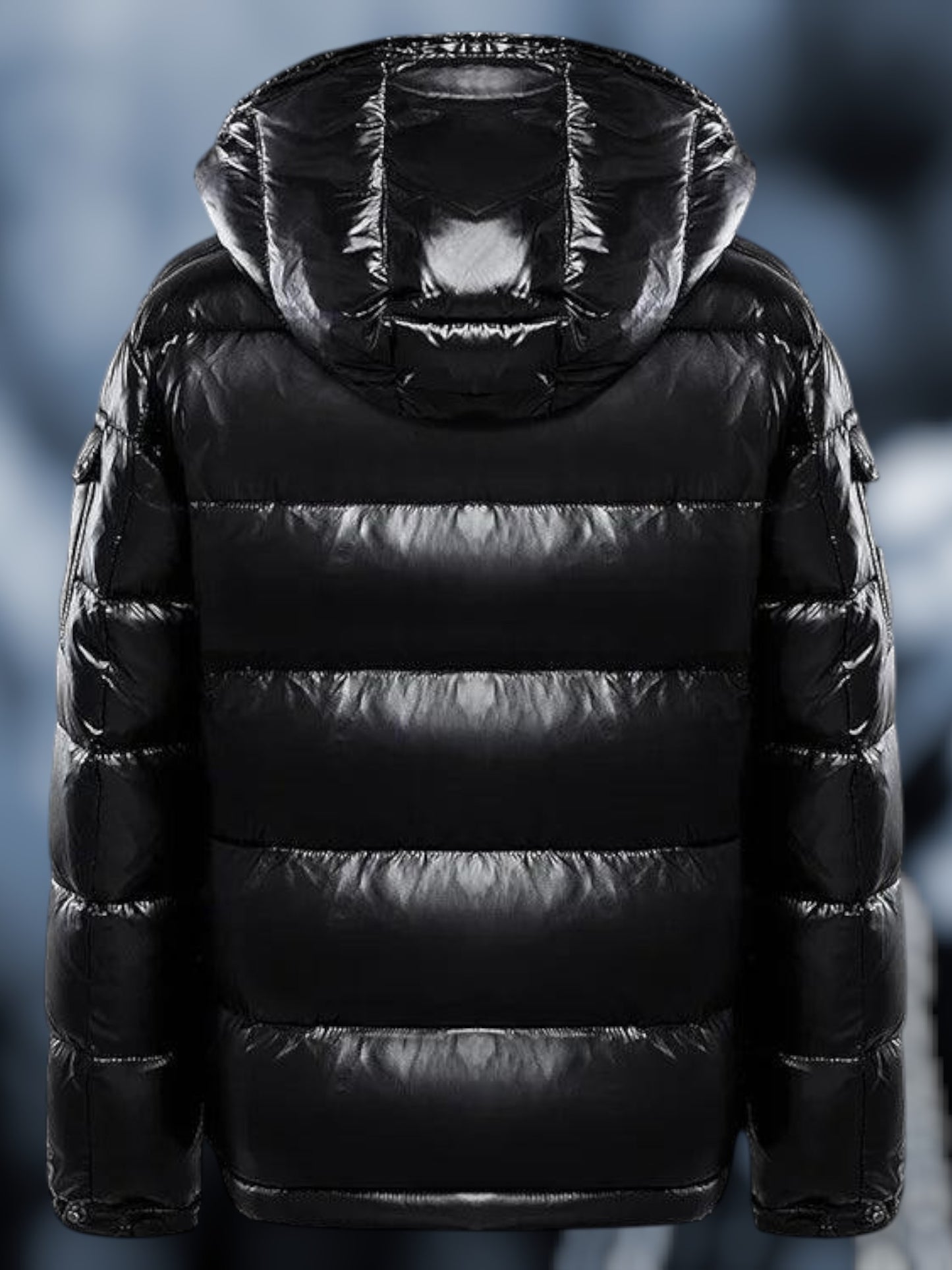Puffer Jacket with Hood | Front Zipper | Black1