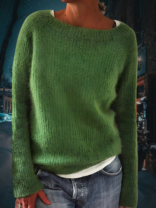 Pullover Sweater in Soft Cotton Blend | Green